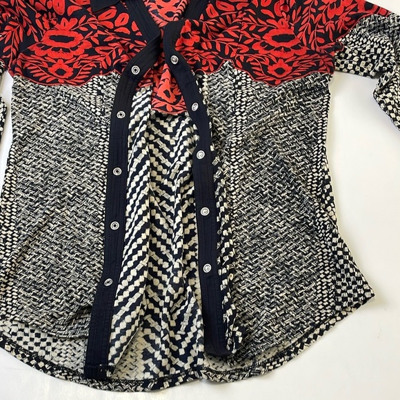 Soft Surroundings Womens Calistoga Shirt Size S Mixed Pattern Collared V-Neck - Picture 9 of 16